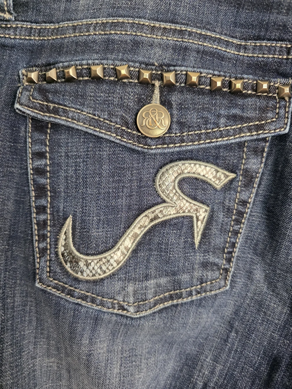 Rock & Republic Dark Indigo Kasandra Bootcut Jeans with Side Studs